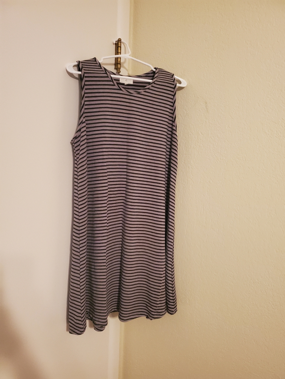 Sleeveless Striped A-Line Dress in Black and Gray